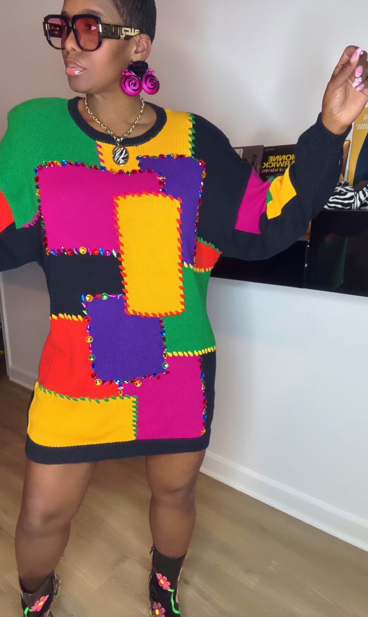 IB Diffusion colorblock gem sweater