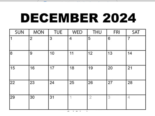 December 2024 live sale booking calendar