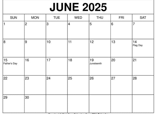 June Live sale booking calendar