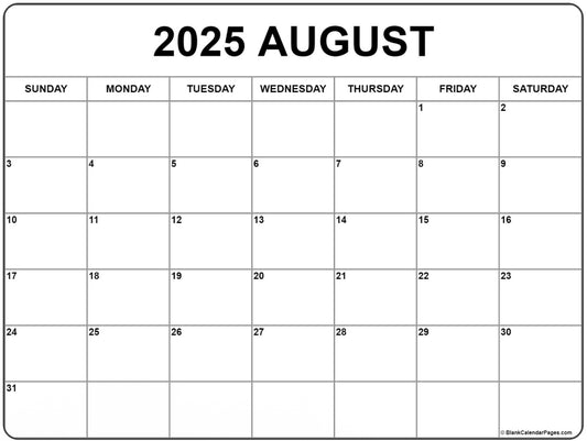 August 2025 live sale calendar