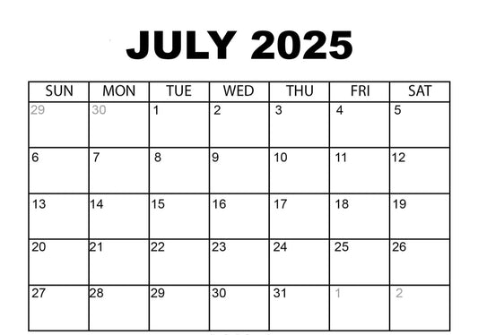 July Live sale booking calendar