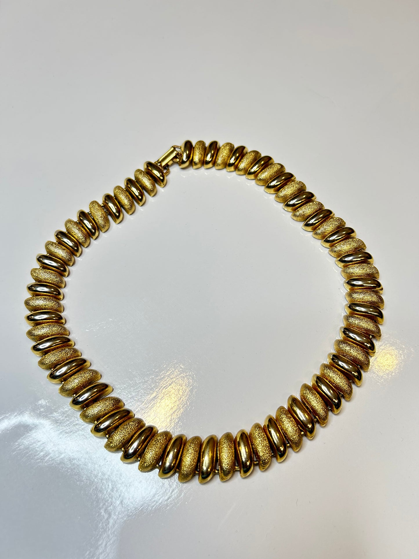 1980s Vintage Smooth Textured Choker Necklace, Gold Plated