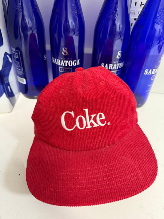 Vintage Coca-Cola Coke red corduroy snap back hat