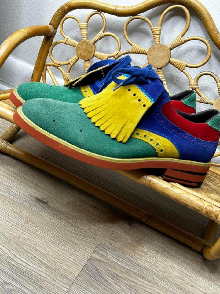 Italian genuine suede Oxford loafers colorful (size: men’s 9/women’s 10) UNISEX