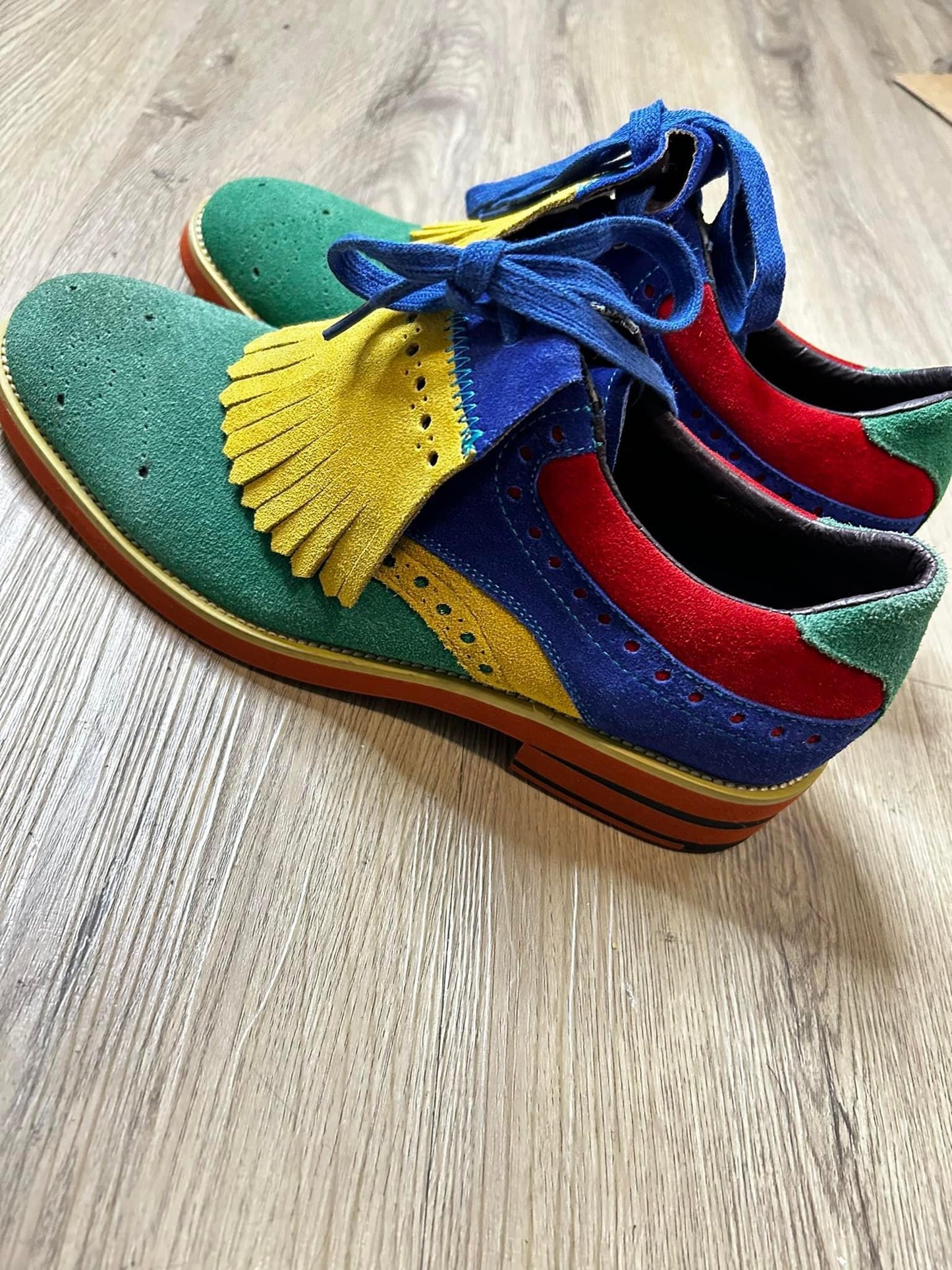 Italian genuine suede Oxford loafers colorful (size: men’s 9/women’s 10) UNISEX